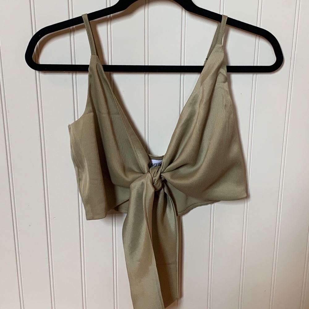 Jamelia Tie Front Top Khaki